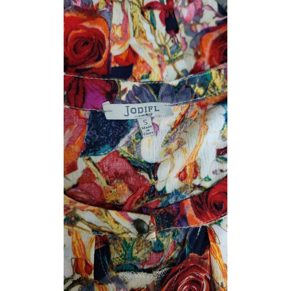 Jodifl Floral Print Long Sleeve Mini Dress Boho Chic Keyhole Casual‎ - Picture 8 of 9